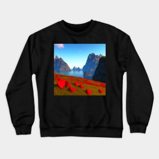 Valentine Wall Art - Hearts on the hill - Unique Valentine Fantasy Planet Landsape - Photo print, canvas, artboard print, Canvas Print and T shirt Crewneck Sweatshirt